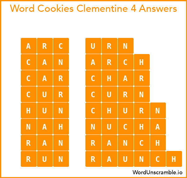 Word Cookies Clementine 4 Answers