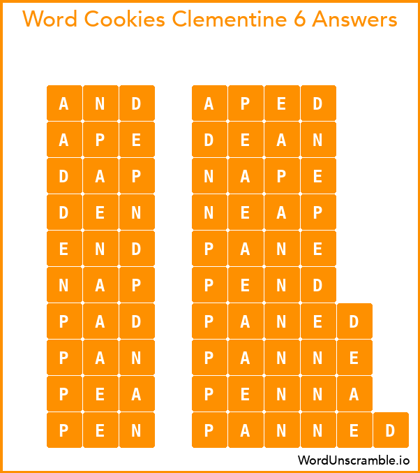 Word Cookies Clementine 6 Answers