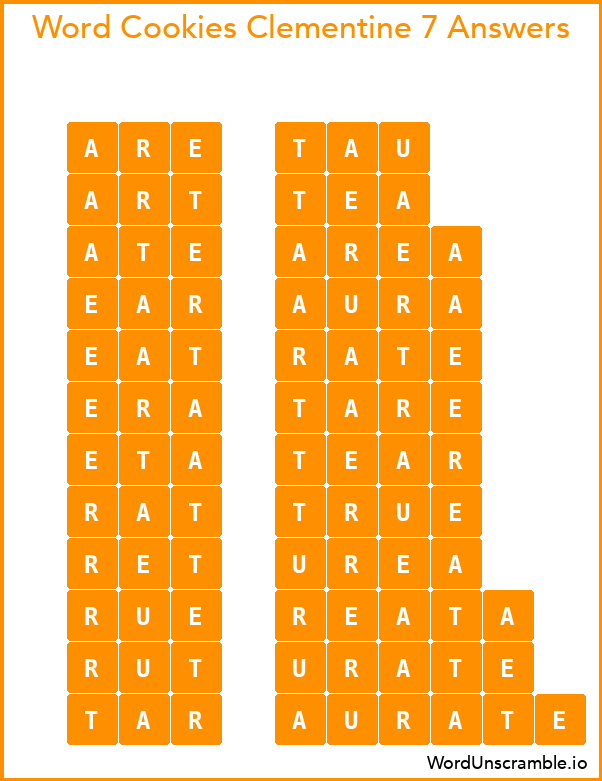 Word Cookies Clementine 7 Answers