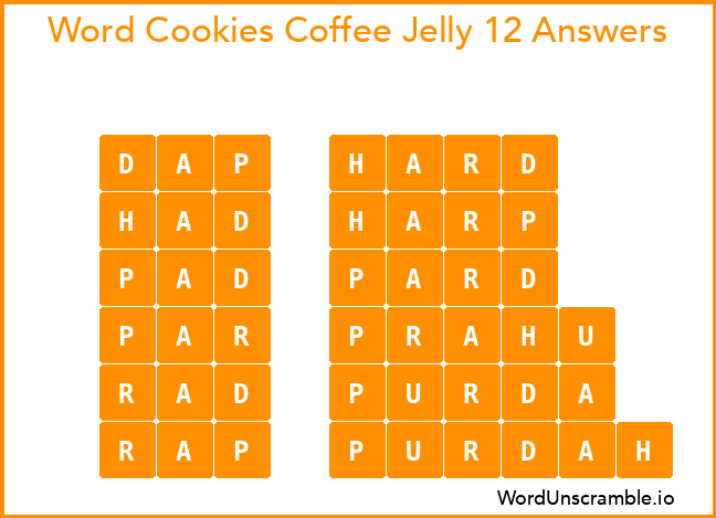 Word Cookies Coffee Jelly 12 Answers