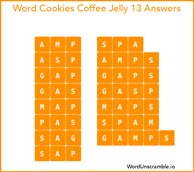 Word Cookies Coffee Jelly 13 Answers