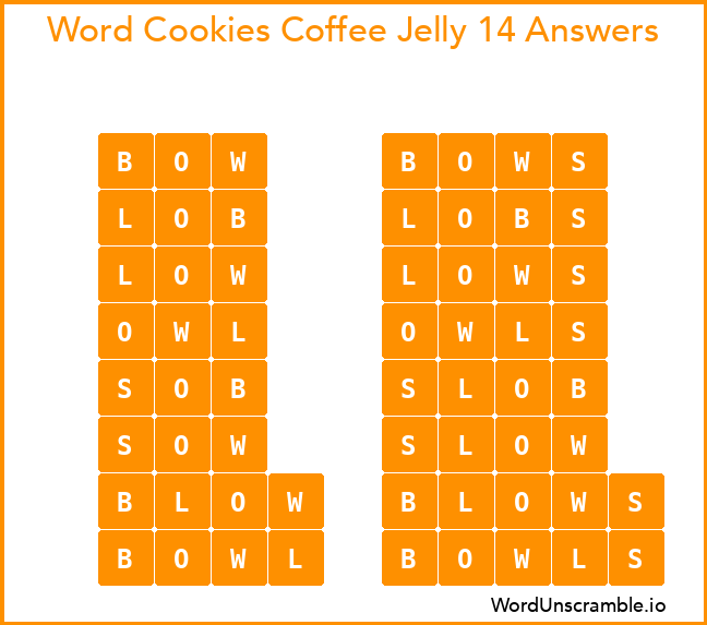 Word Cookies Coffee Jelly 14 Answers