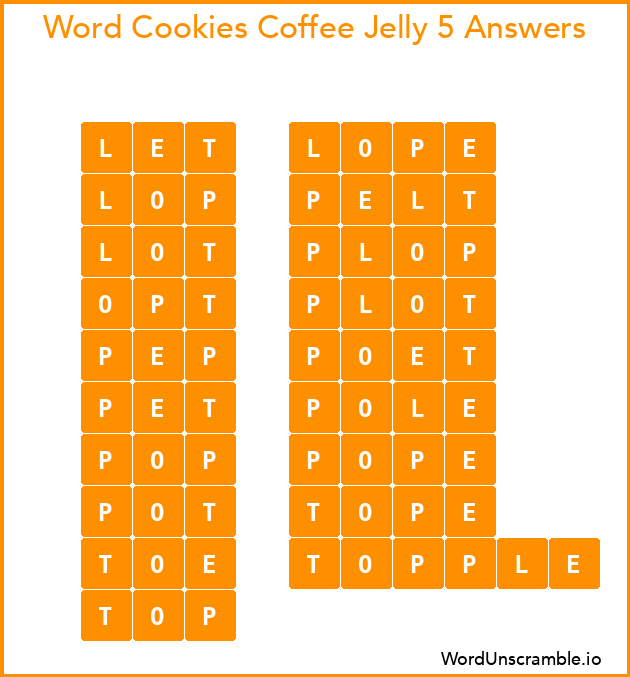 Word Cookies Coffee Jelly 5 Answers