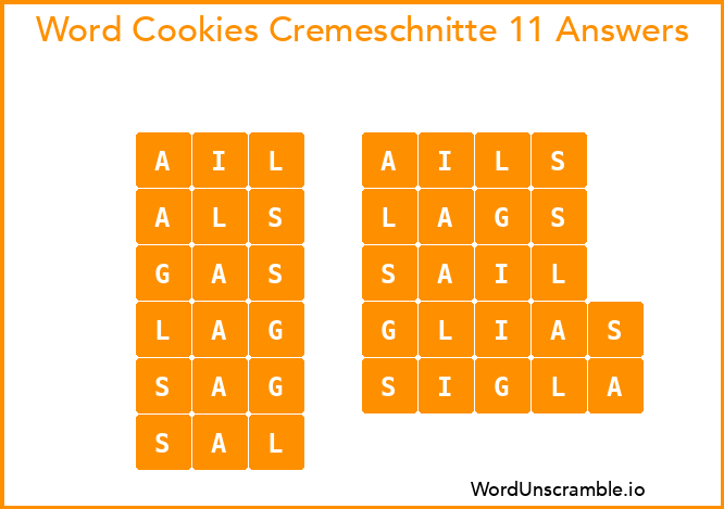 Word Cookies Cremeschnitte 11 Answers