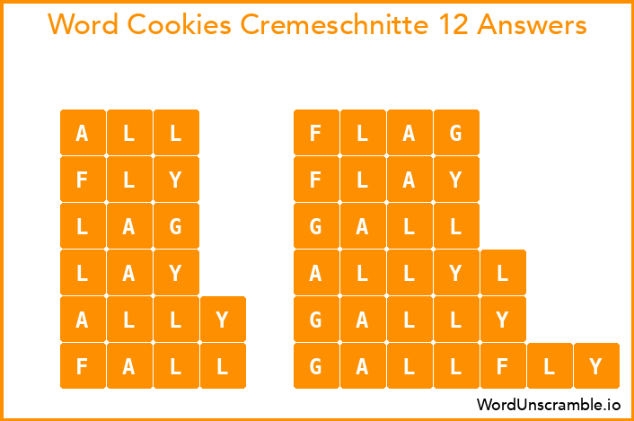 Word Cookies Cremeschnitte 12 Answers