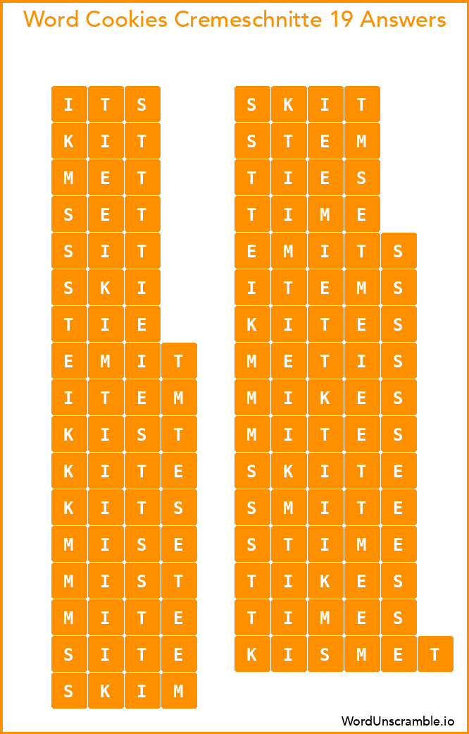 Word Cookies Cremeschnitte 19 Answers