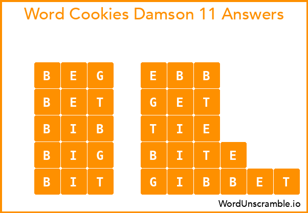 Word Cookies Damson 11 Answers