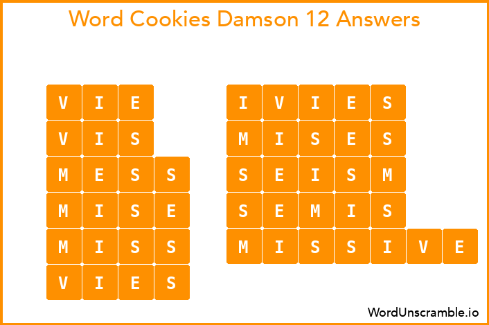Word Cookies Damson 12 Answers