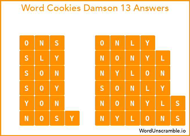 Word Cookies Damson 13 Answers