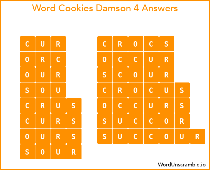 Word Cookies Damson 4 Answers