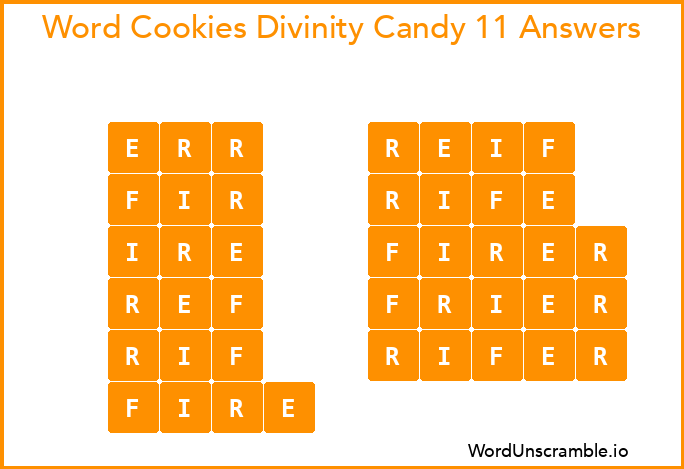 Word Cookies Divinity Candy 11 Answers