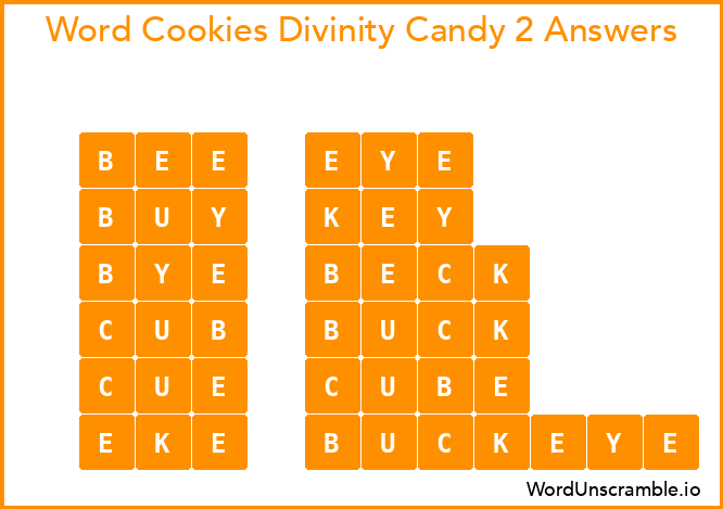 Word Cookies Divinity Candy 2 Answers