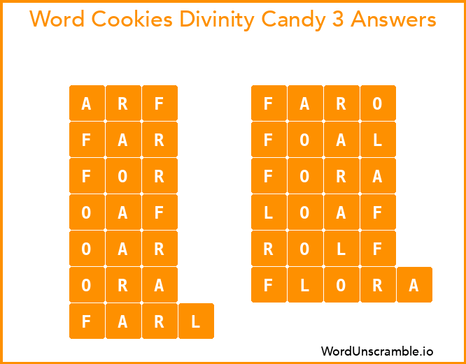 Word Cookies Divinity Candy 3 Answers