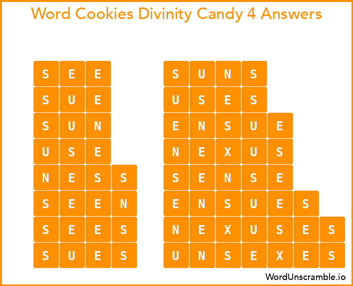 Word Cookies Divinity Candy 4 Answers