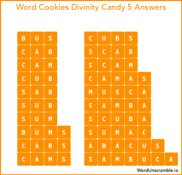 Word Cookies Divinity Candy 5 Answers