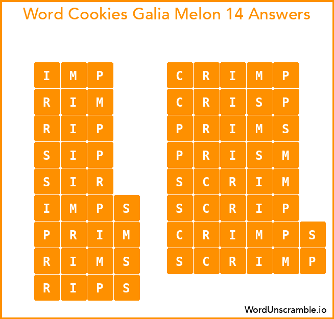 Word Cookies Galia Melon 14 Answers