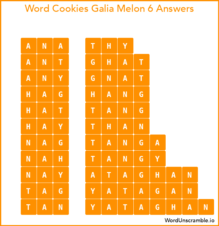Word Cookies Galia Melon 6 Answers