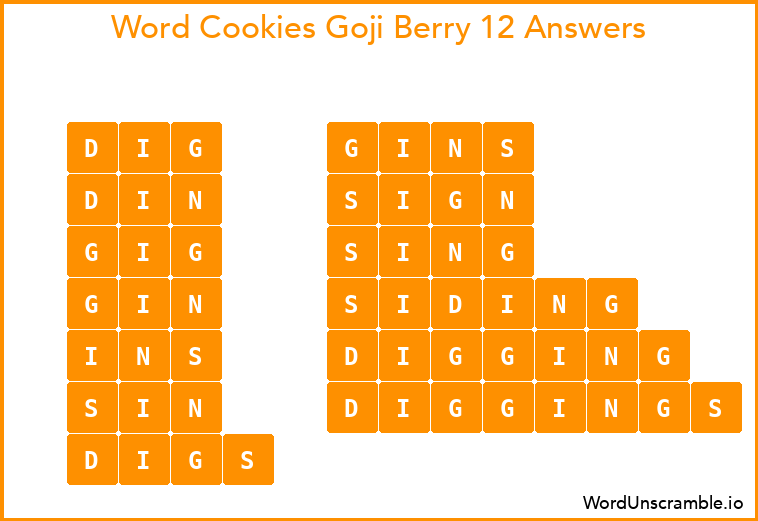 Word Cookies Goji Berry 12 Answers