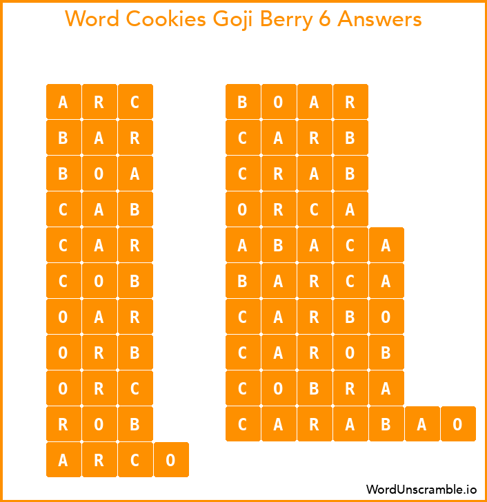 Word Cookies Goji Berry 6 Answers