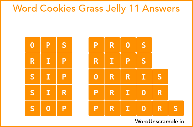 Word Cookies Grass Jelly 11 Answers