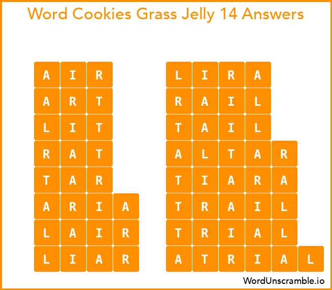 Word Cookies Grass Jelly 14 Answers