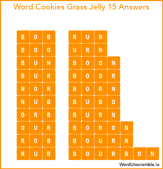 Word Cookies Grass Jelly 15 Answers