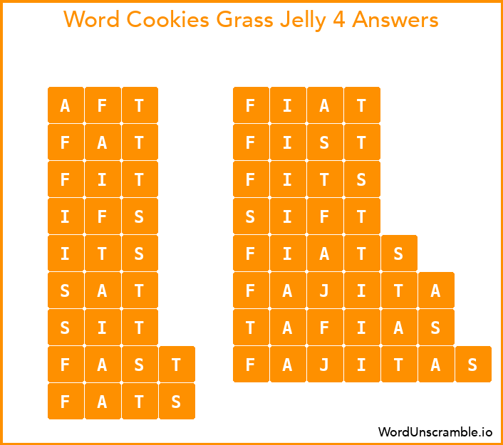 Word Cookies Grass Jelly 4 Answers