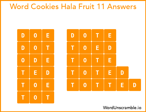 Word Cookies Hala Fruit 11 Answers