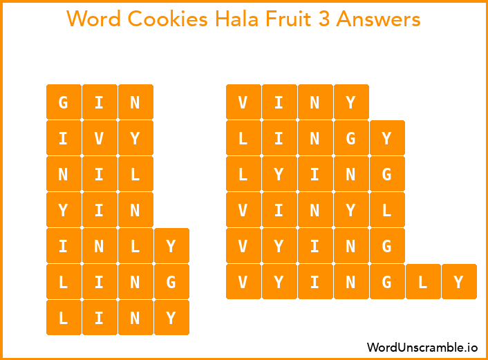 Word Cookies Hala Fruit 3 Answers