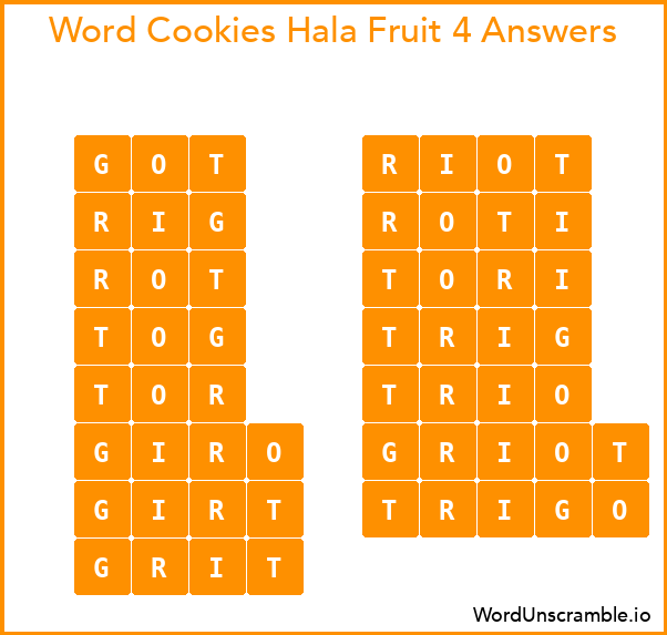 Word Cookies Hala Fruit 4 Answers