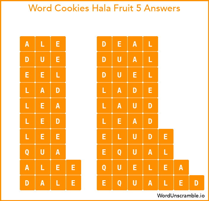 Word Cookies Hala Fruit 5 Answers