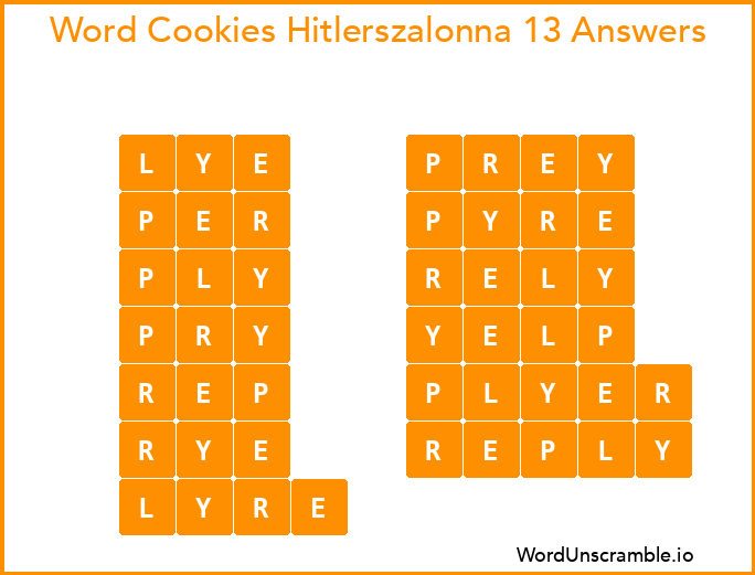 Word Cookies Hitlerszalonna 13 Answers