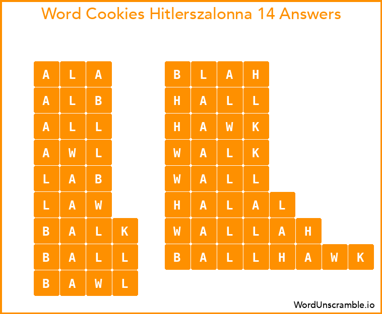 Word Cookies Hitlerszalonna 14 Answers