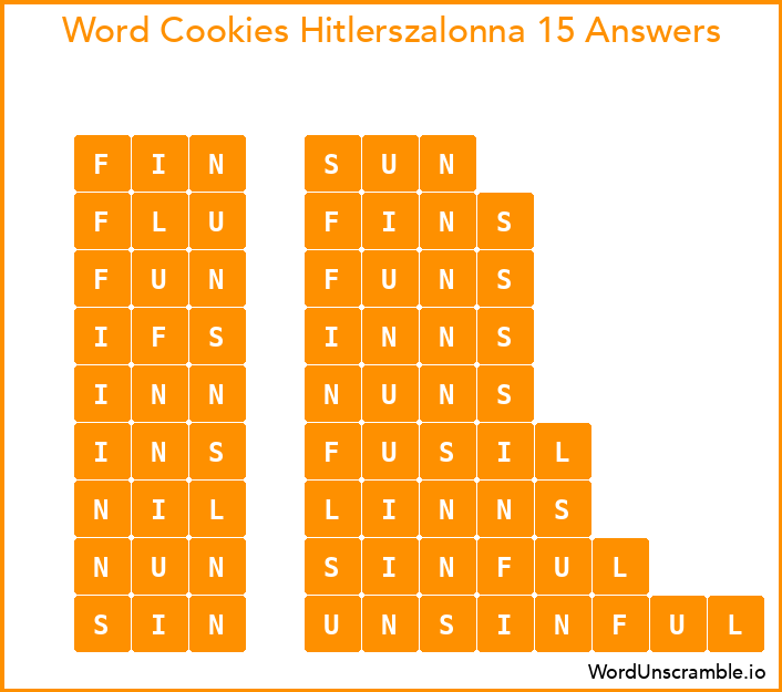 Word Cookies Hitlerszalonna 15 Answers