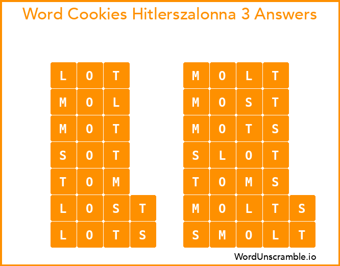 Word Cookies Hitlerszalonna 3 Answers