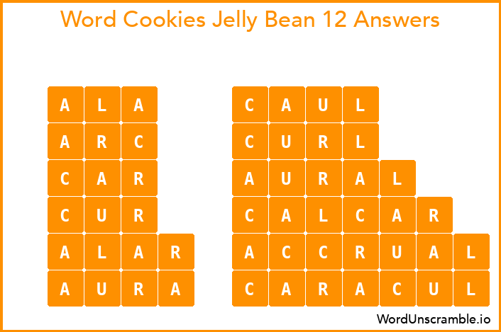 Word Cookies Jelly Bean 12 Answers