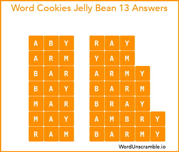 Word Cookies Jelly Bean 13 Answers
