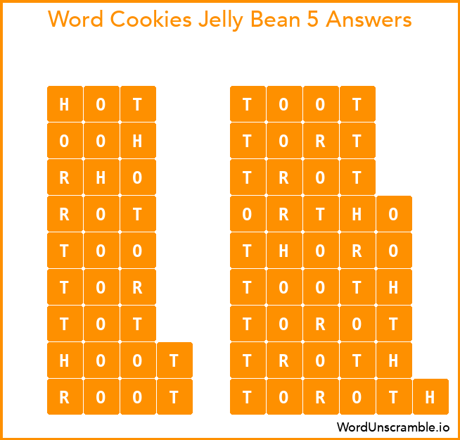 Word Cookies Jelly Bean 5 Answers