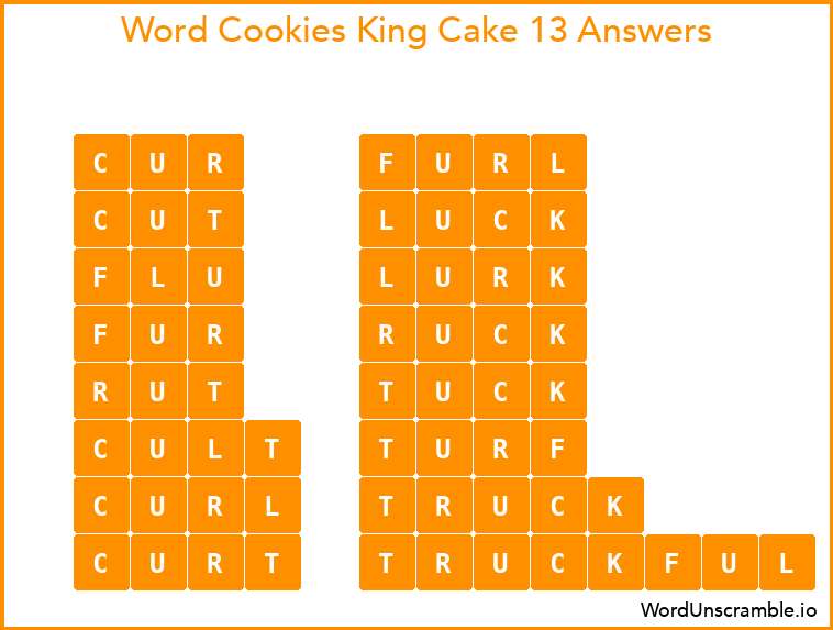 Word Cookies King Cake 13 Answers