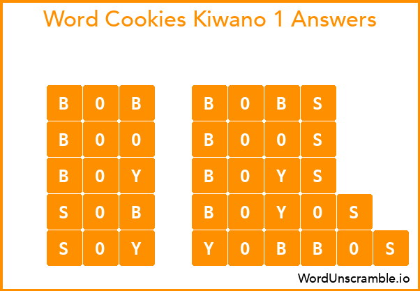 Word Cookies Kiwano 1 Answers