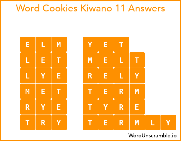 Word Cookies Kiwano 11 Answers