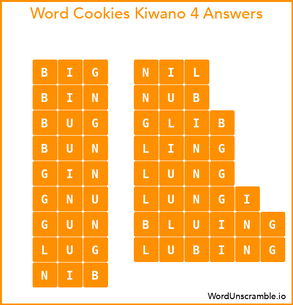 Word Cookies Kiwano 4 Answers