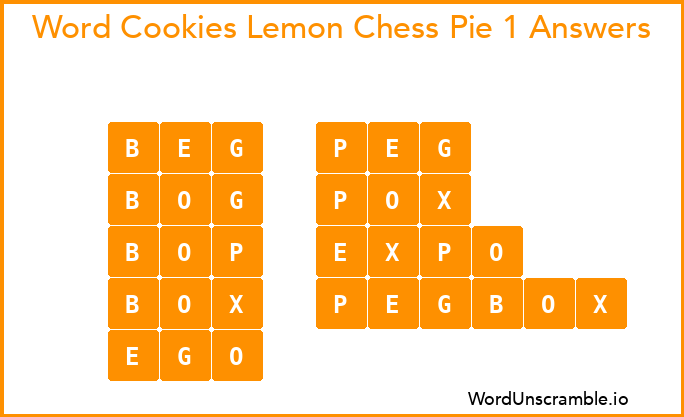 Word Cookies Lemon Chess Pie 1 Answers