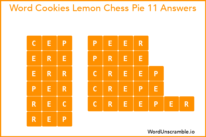 Word Cookies Lemon Chess Pie 11 Answers