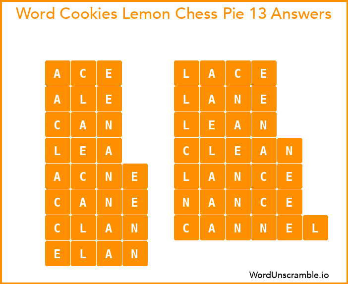 Word Cookies Lemon Chess Pie 13 Answers