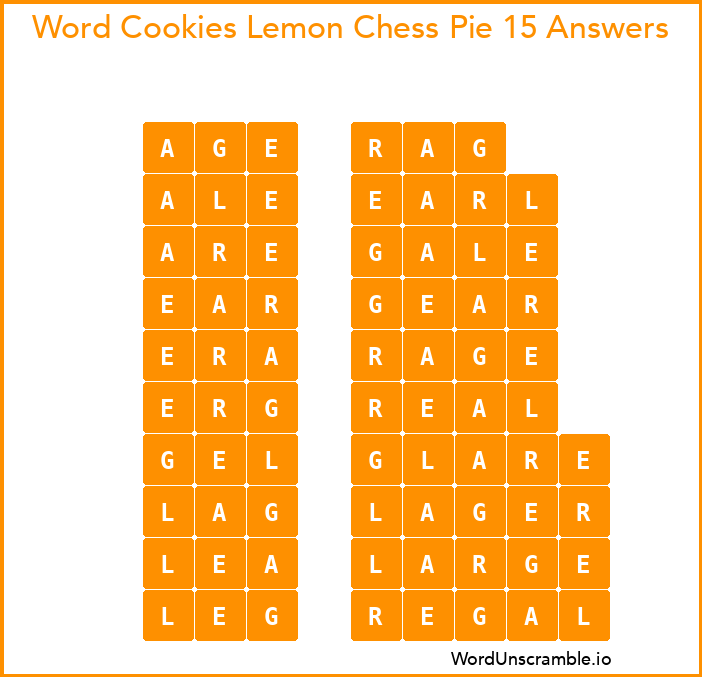 Word Cookies Lemon Chess Pie 15 Answers