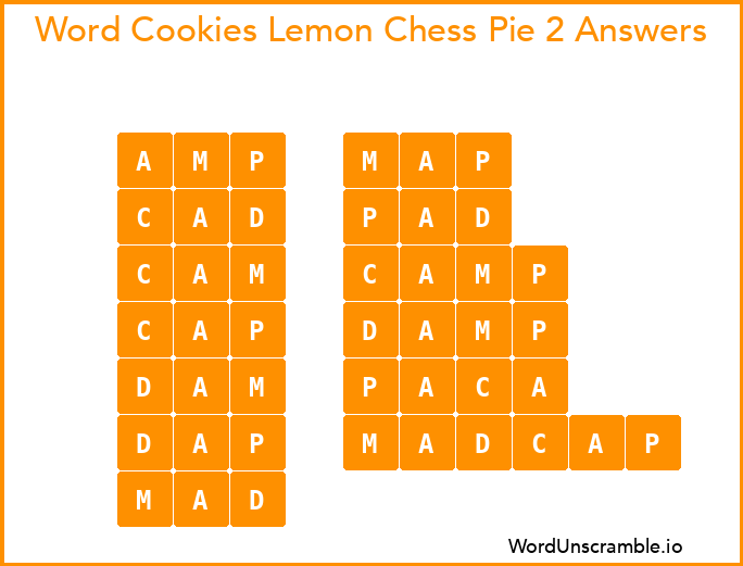 Word Cookies Lemon Chess Pie 2 Answers