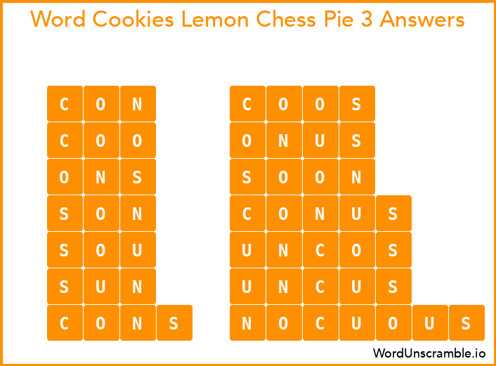 Word Cookies Lemon Chess Pie 3 Answers