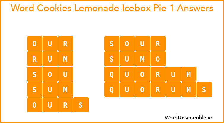 Word Cookies Lemonade Icebox Pie 1 Answers