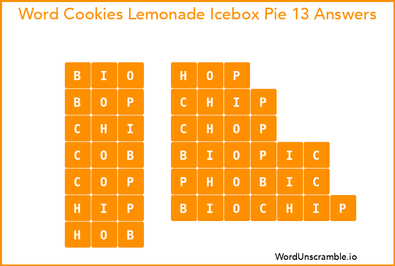 Word Cookies Lemonade Icebox Pie 13 Answers
